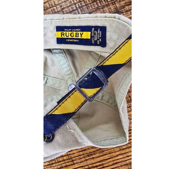 Early 2000's Ralph Lauren Polo Rugby Tan Baseball Cap with Navy Crossbones - Picture 3 of 3